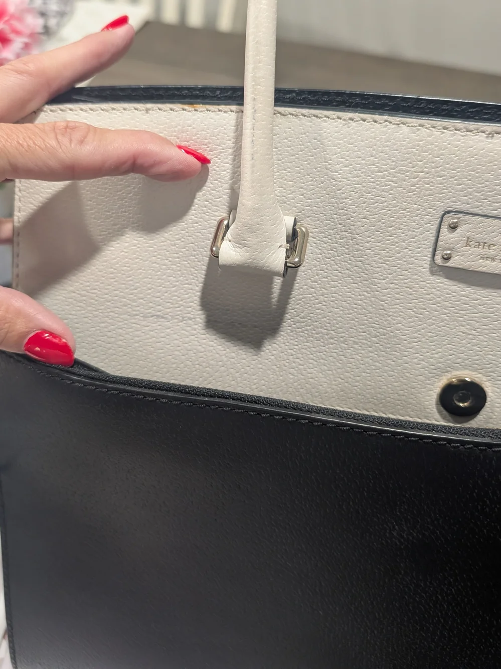 kate spade Black and Cream Two-Tone Leather Bag Very Gently Used